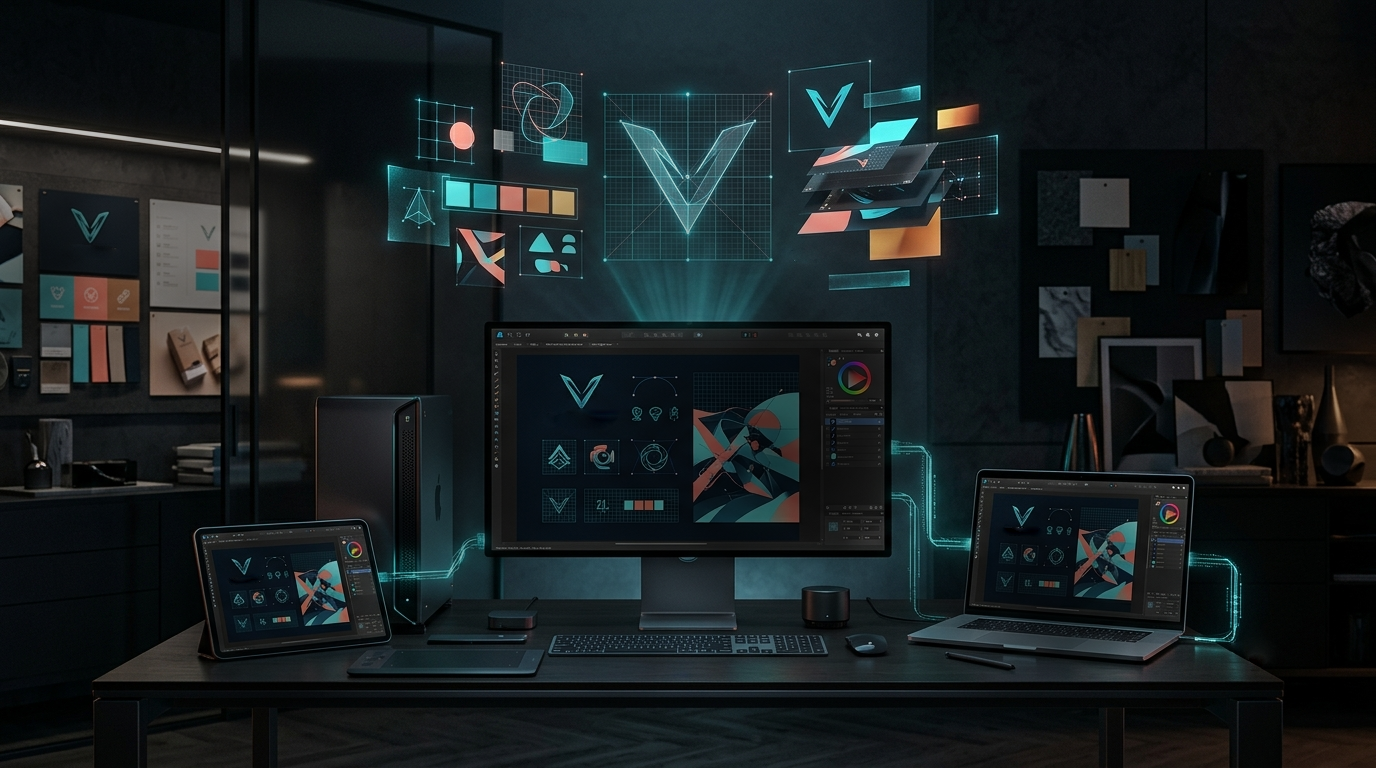 Affinity Designer vector design workspace accessed remotely through Chromaport