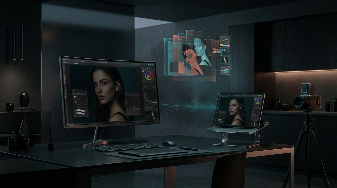 Affinity Photo editing workspace streamed through Chromaport