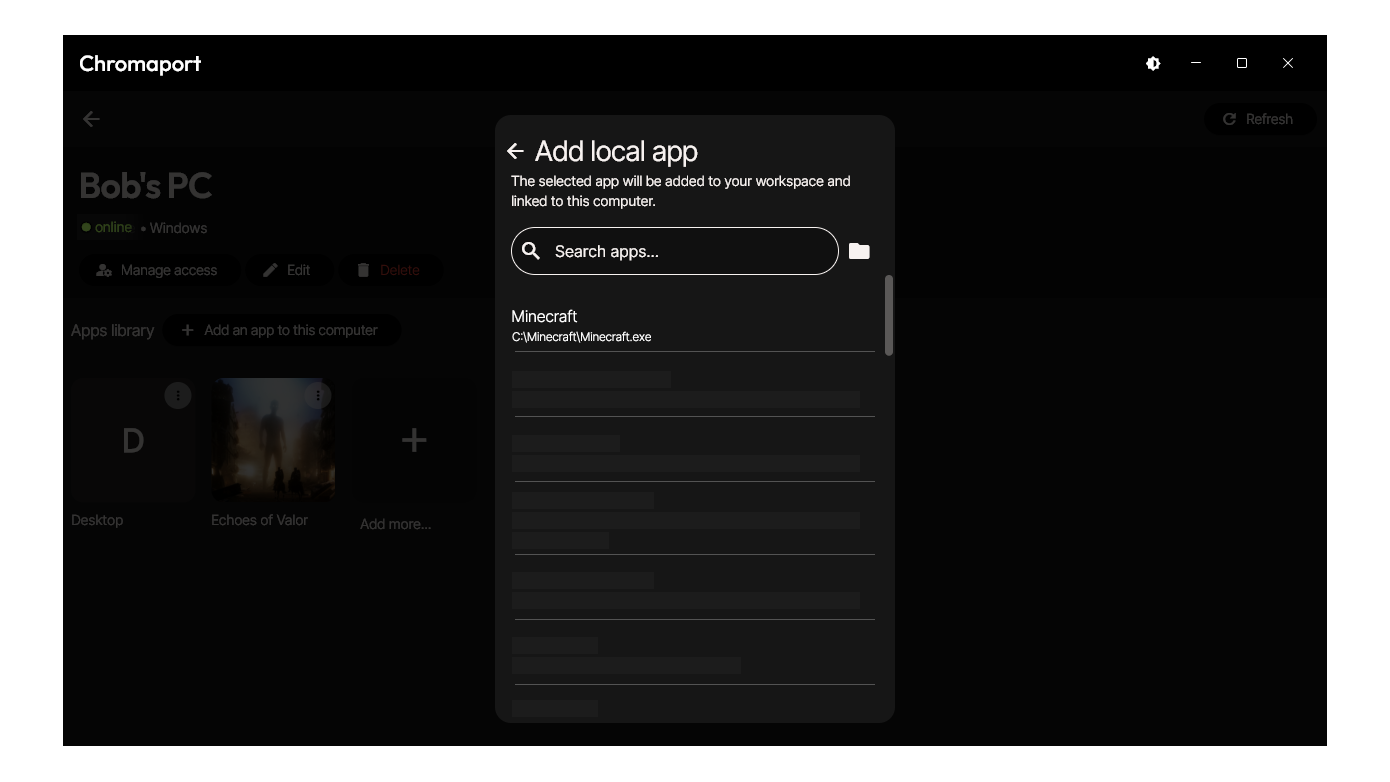 Add Minecraft to Chromaport application library