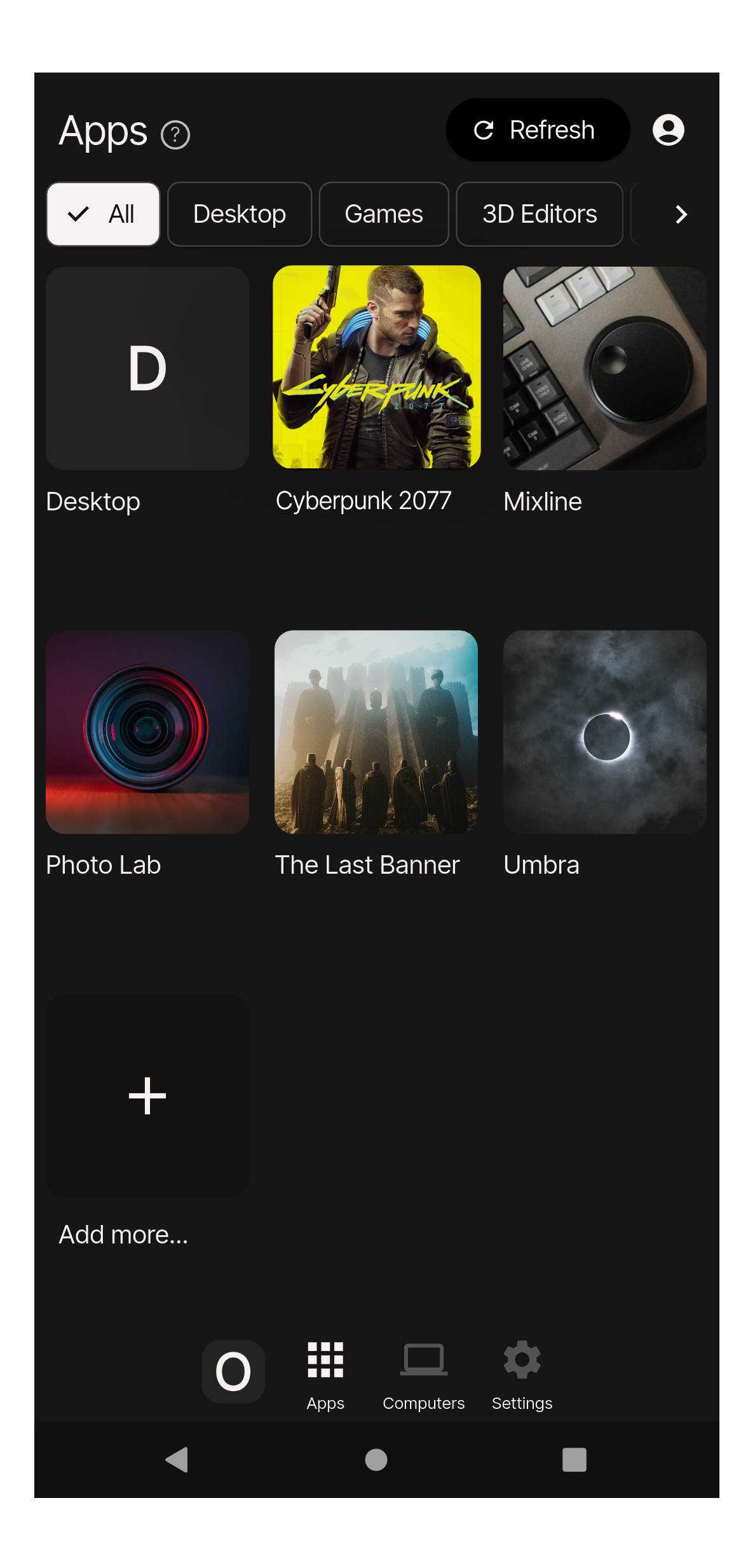 Launching Cyberpunk 2077 from the Chromaport mobile app