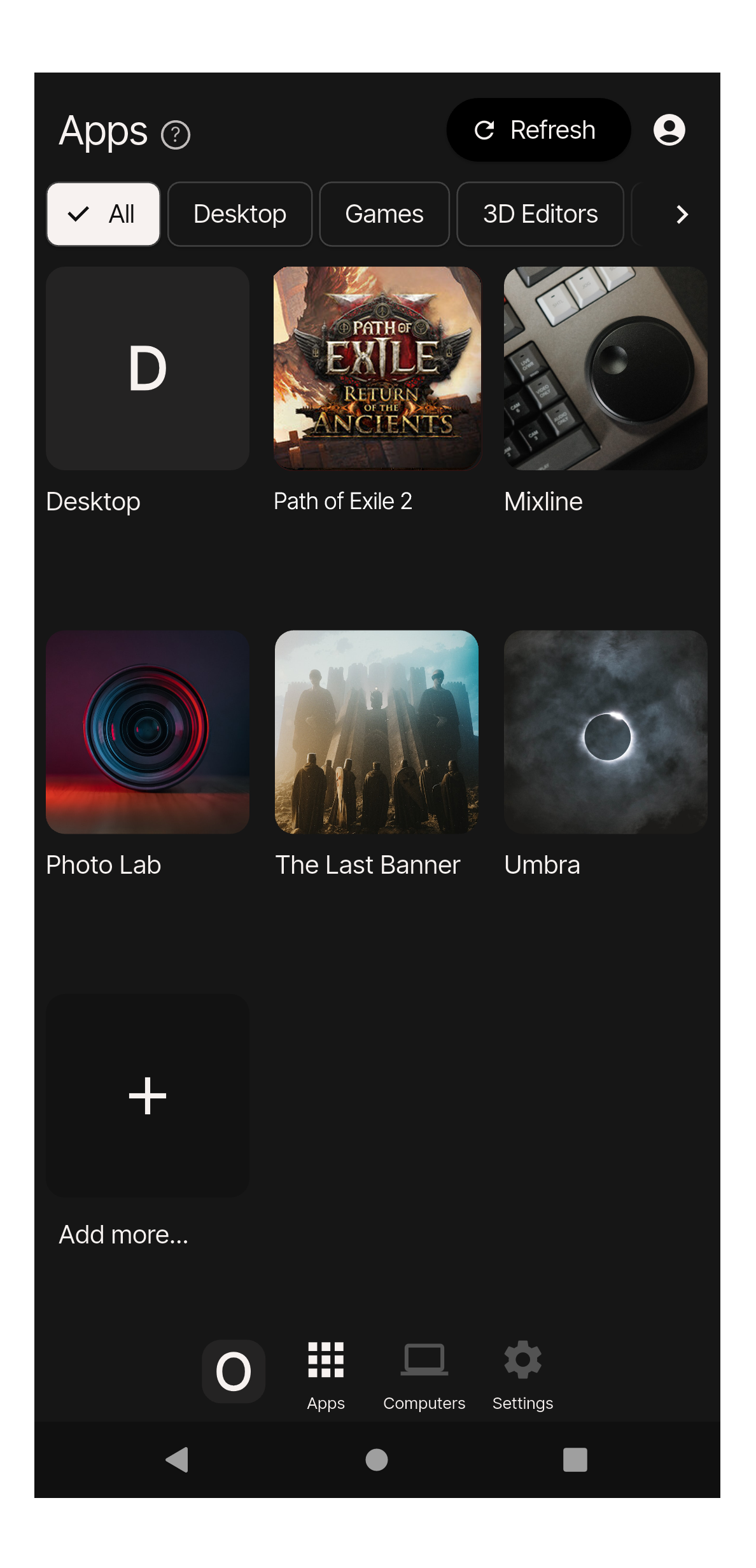 Start Path of Exile 2 from Apps view in Chromaport interface