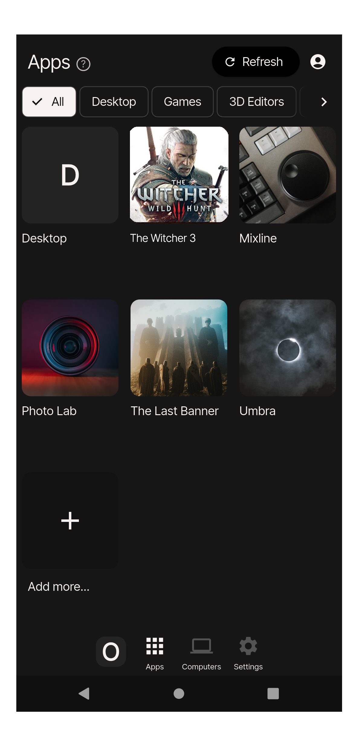 Start The Witcher 3 from Apps view in Chromaport interface