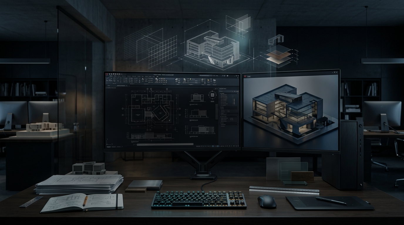 Autodesk AutoCAD 3D modeling and technical drawing workspace