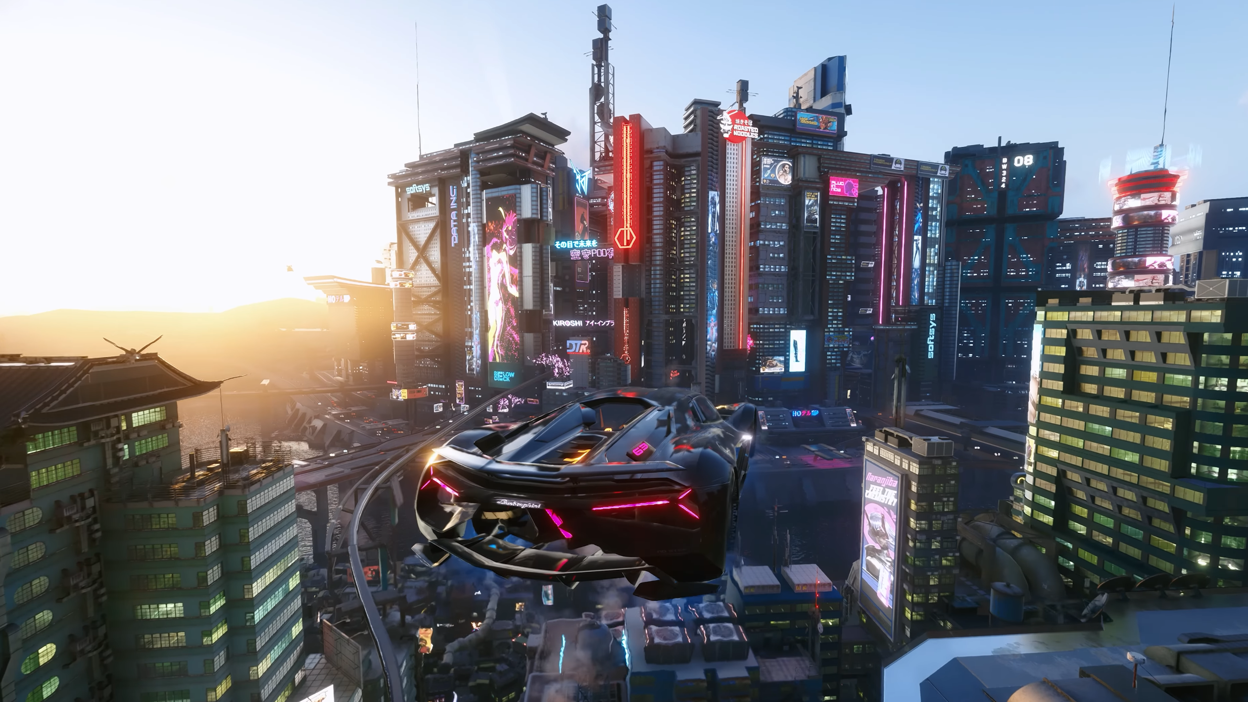 Cyberpunk 2077 gameplay streamed through Chromaport showing Night City and futuristic combat