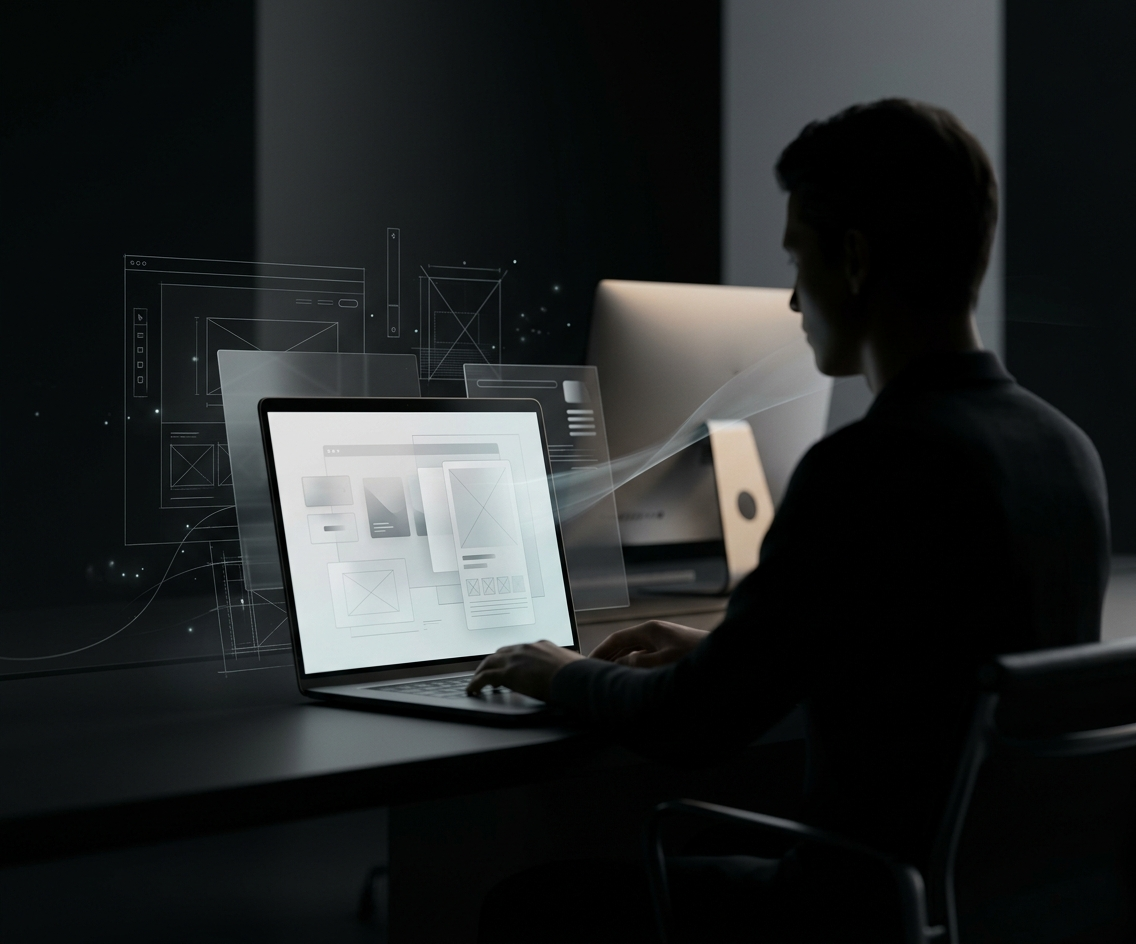 Designer working remotely with professional UI and graphic design applications through Chromaport.