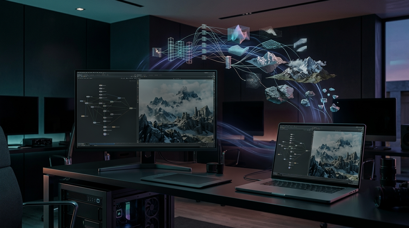 Houdini procedural workflow running remotely through Chromaport