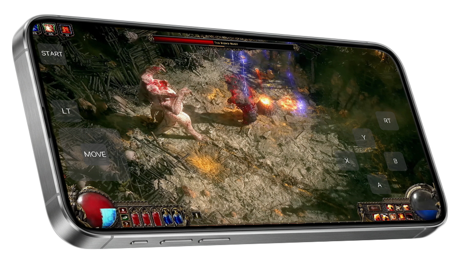 Path of Exile 2 gameplay with touch controls in Chromaport