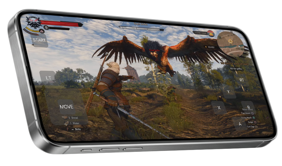 The Witcher 3 gameplay with touch controls in Chromaport