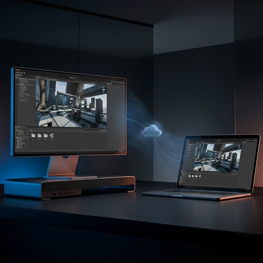 Unity project workflow accessed remotely through Chromaport