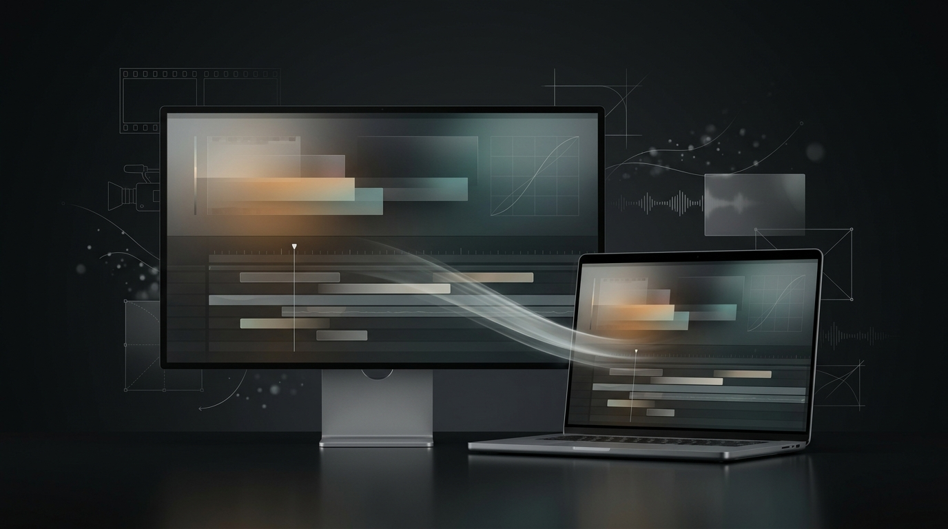 Professional video editing workstation with timeline editing, color grading and creative production tools powered by Chromaport.